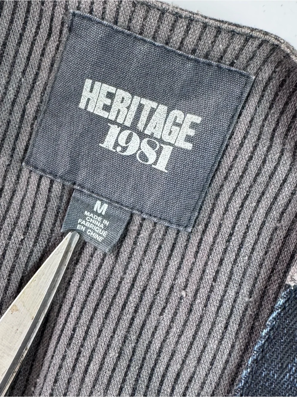Heritage 1981 Mens Medium black denim vest with gray pinstripe lining // Unisex